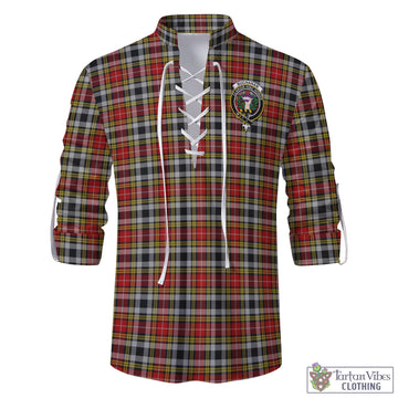 Buchanan Old Dress Tartan Men's Scottish Traditional Jacobite Ghillie Kilt Shirt with Family Crest