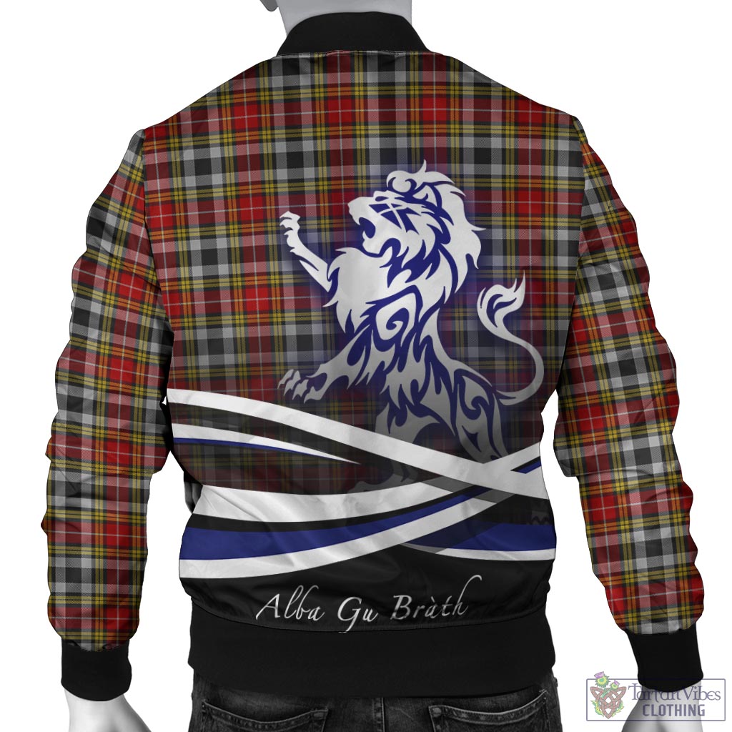 Tartan Vibes Clothing Buchanan Old Dress Tartan Bomber Jacket with Alba Gu Brath Regal Lion Emblem