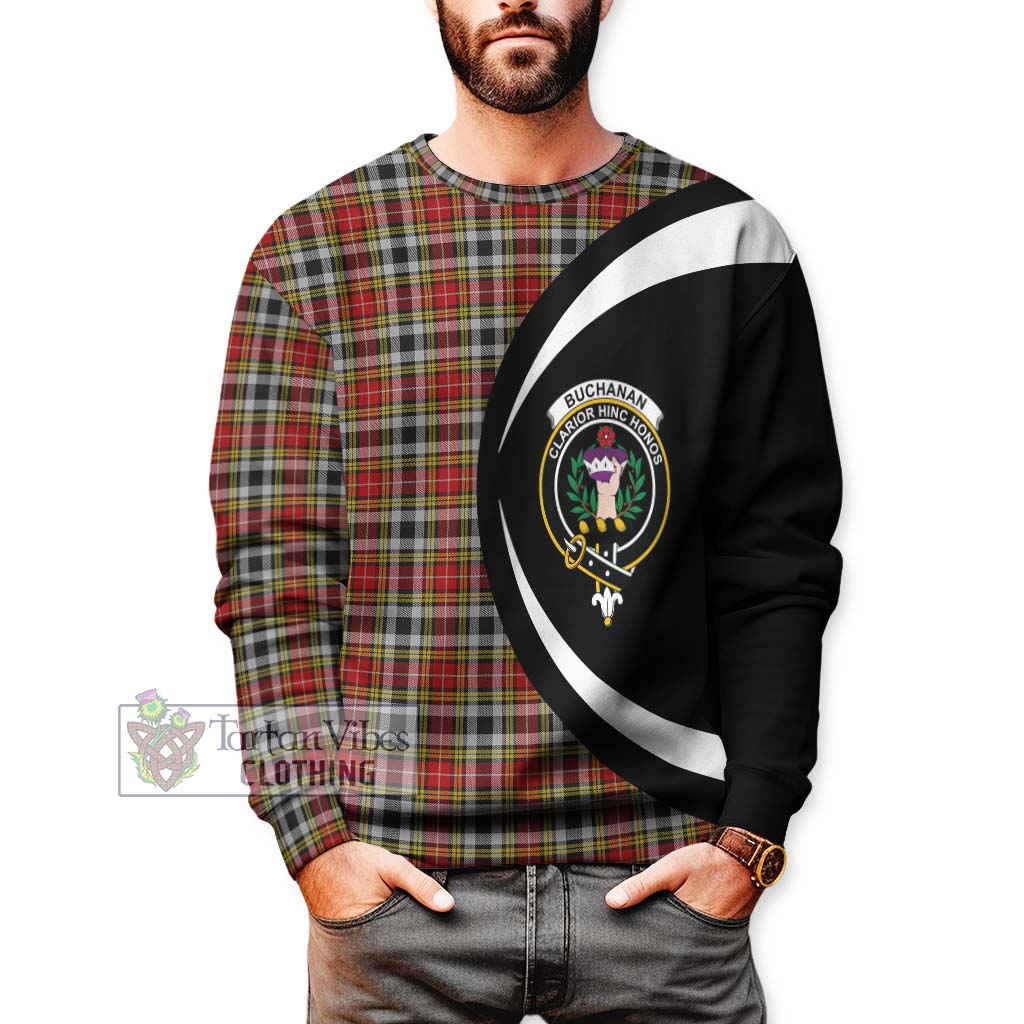 Buchanan Old Dress Tartan Sweatshirt with Family Crest Circle Style - Tartan Vibes Clothing