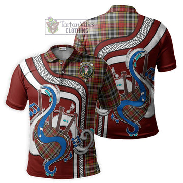 Buchanan Old Dress Tartan Polo Shirt with Epic Bagpipe Style