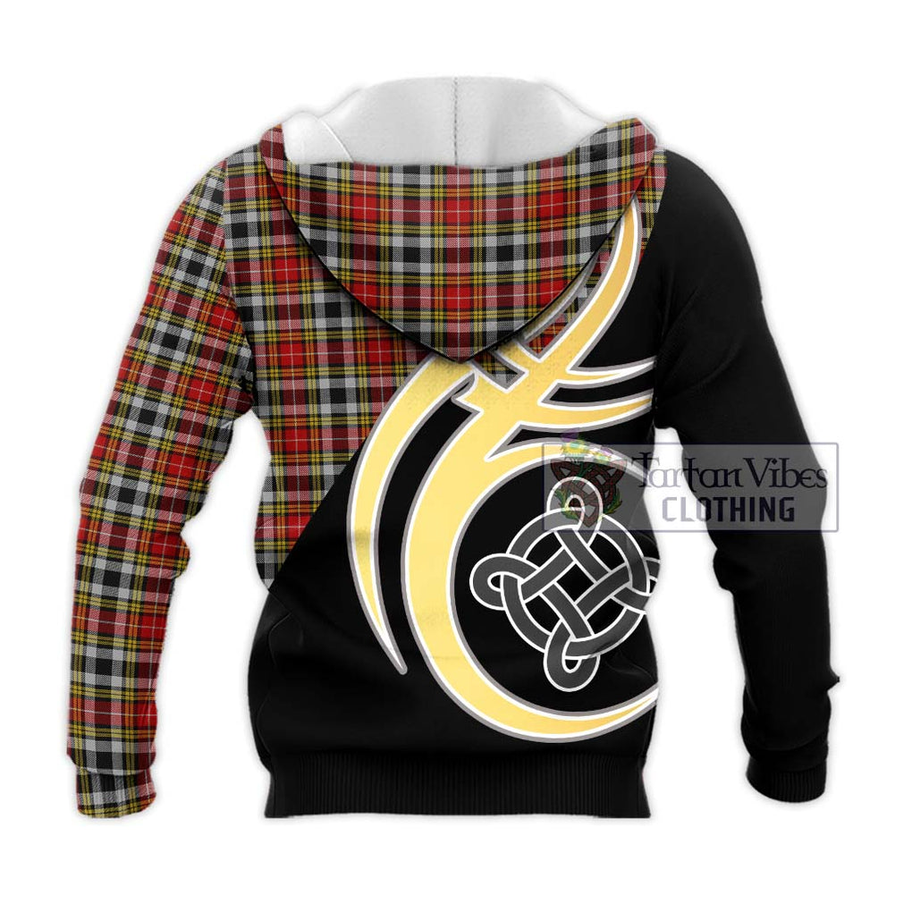 Buchanan Old Dress Tartan Knitted Hoodie with Family Crest and Celtic Symbol Style - Tartan Vibes Clothing