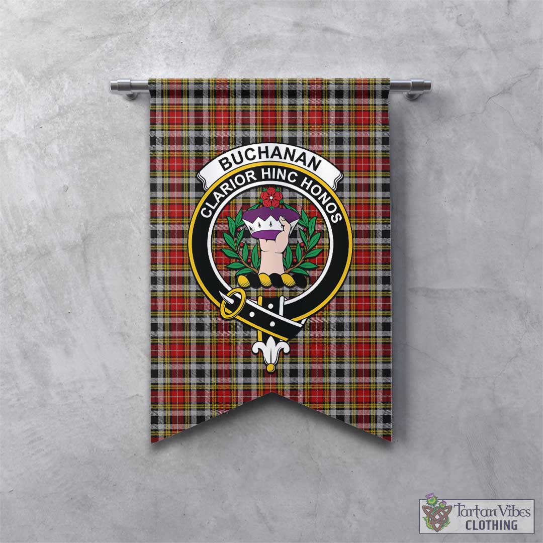 Tartan Vibes Clothing Buchanan Old Dress Tartan Gonfalon, Tartan Banner with Family Crest