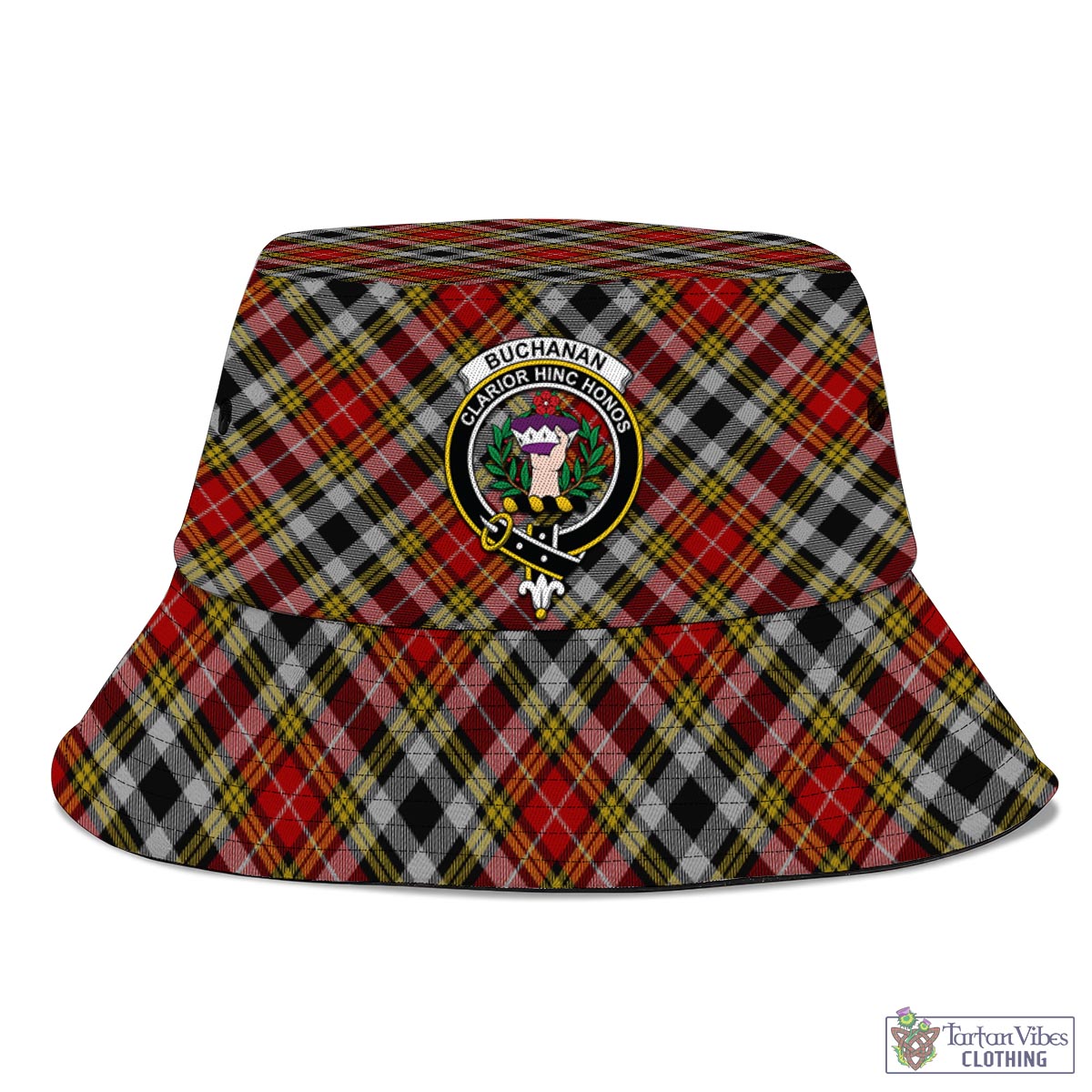 Tartan Vibes Clothing Buchanan Old Dress Tartan Bucket Hat with Family Crest