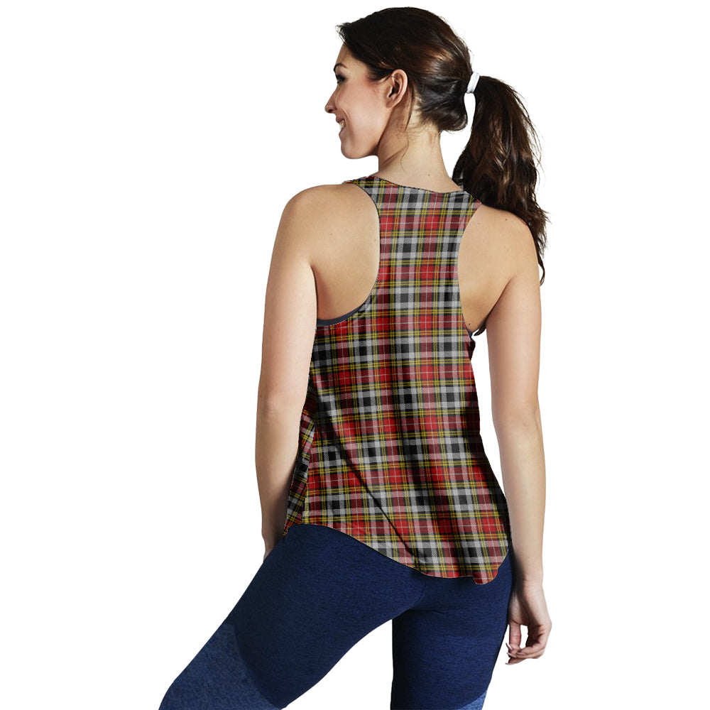 Buchanan Old Dress Tartan Women Racerback Tanks with Family Crest - Tartanvibesclothing