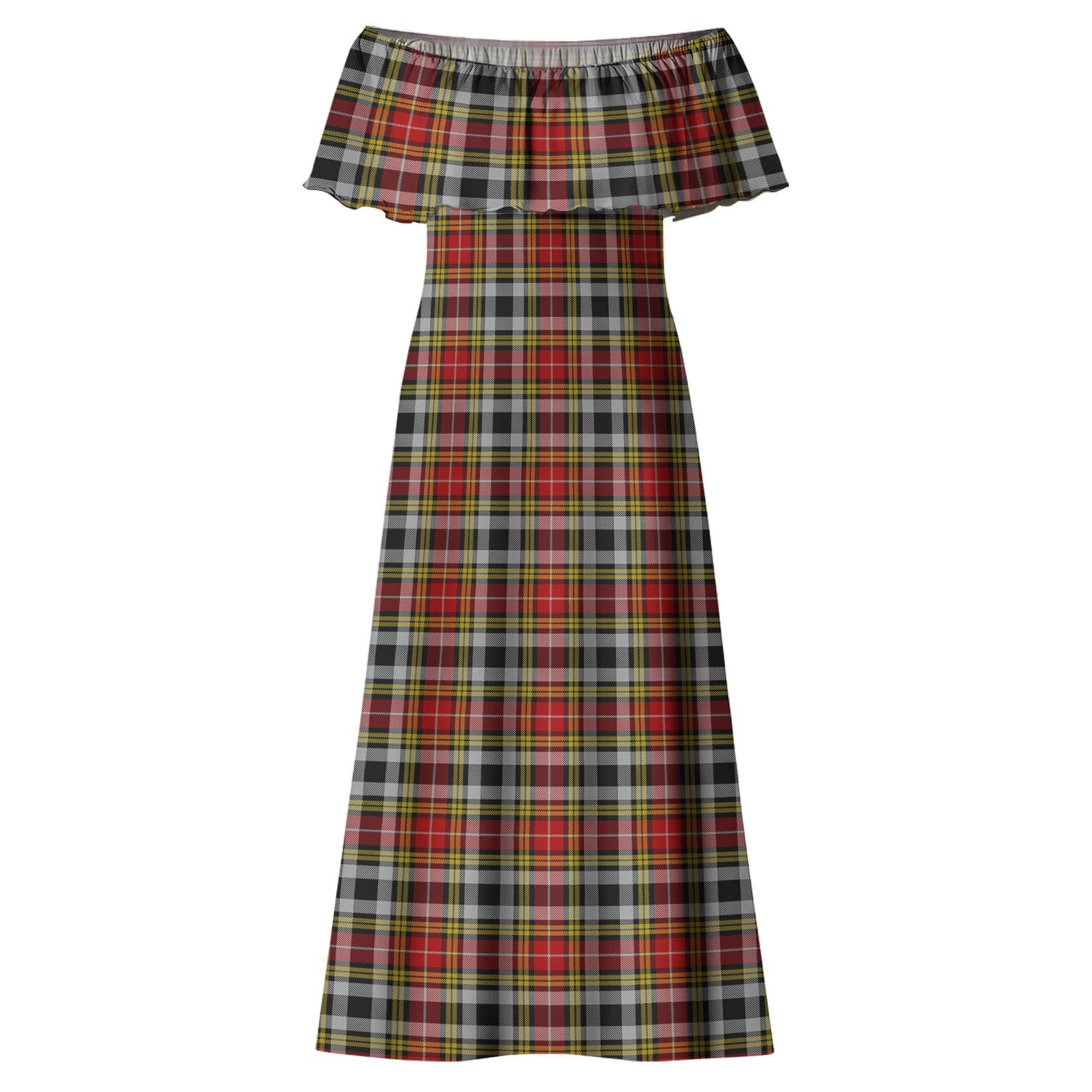 Buchanan Old Dress Tartan Off Shoulder Long Dress - Tartanvibesclothing