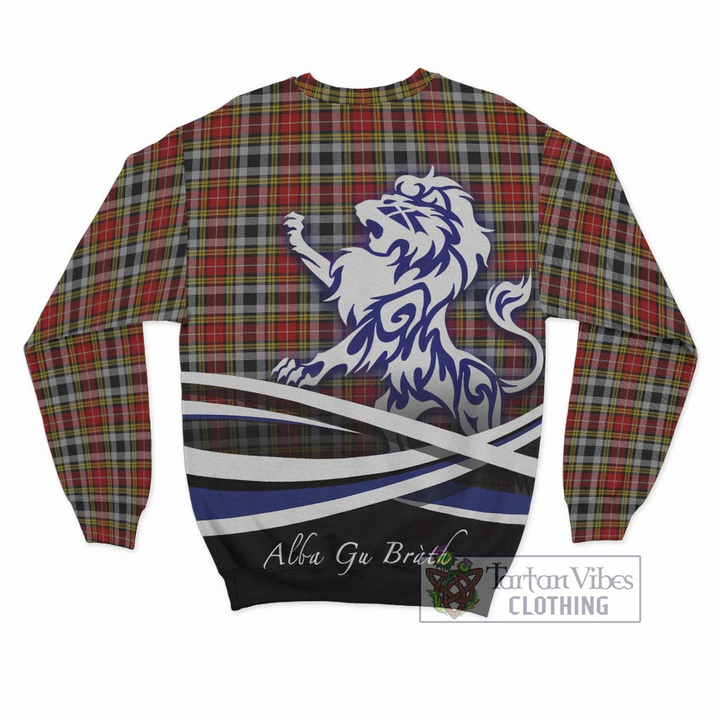 Buchanan Old Dress Tartan Sweatshirt with Alba Gu Brath Regal Lion Emblem - Tartanvibesclothing Shop