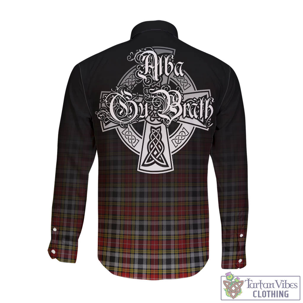 Tartan Vibes Clothing Buchanan Old Dress Tartan Long Sleeve Button Up Featuring Alba Gu Brath Family Crest Celtic Inspired