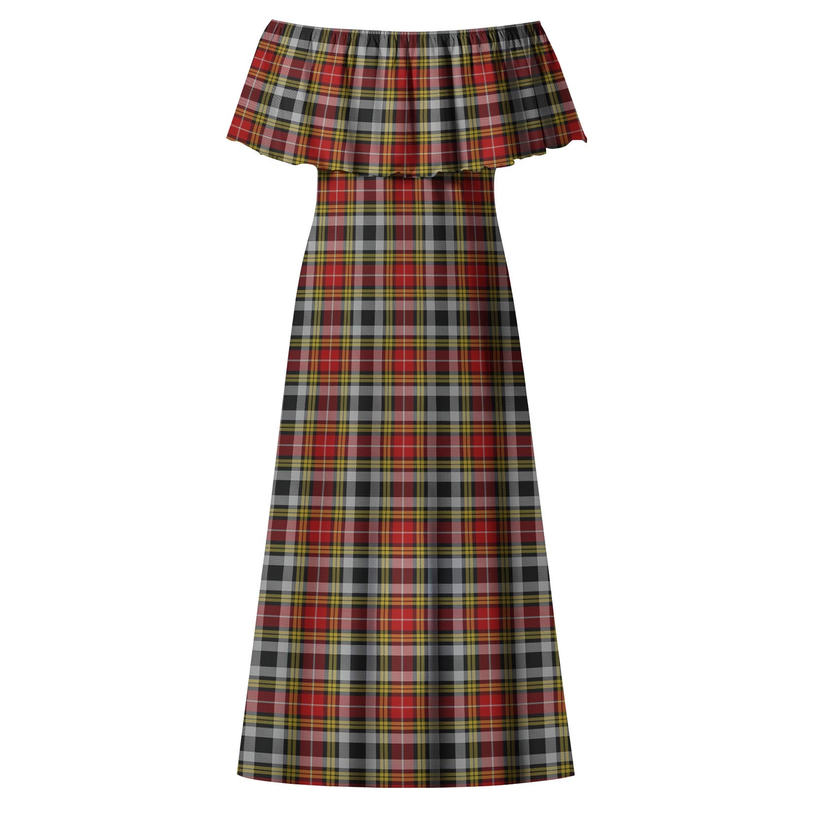 Buchanan Old Dress Tartan Off Shoulder Long Dress - Tartanvibesclothing