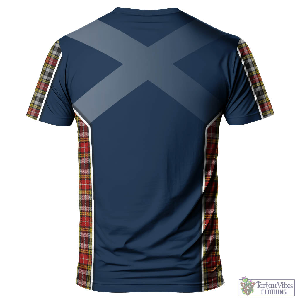 Tartan Vibes Clothing Buchanan Old Dress Tartan T-Shirt with Family Crest and Lion Rampant Vibes Sport Style