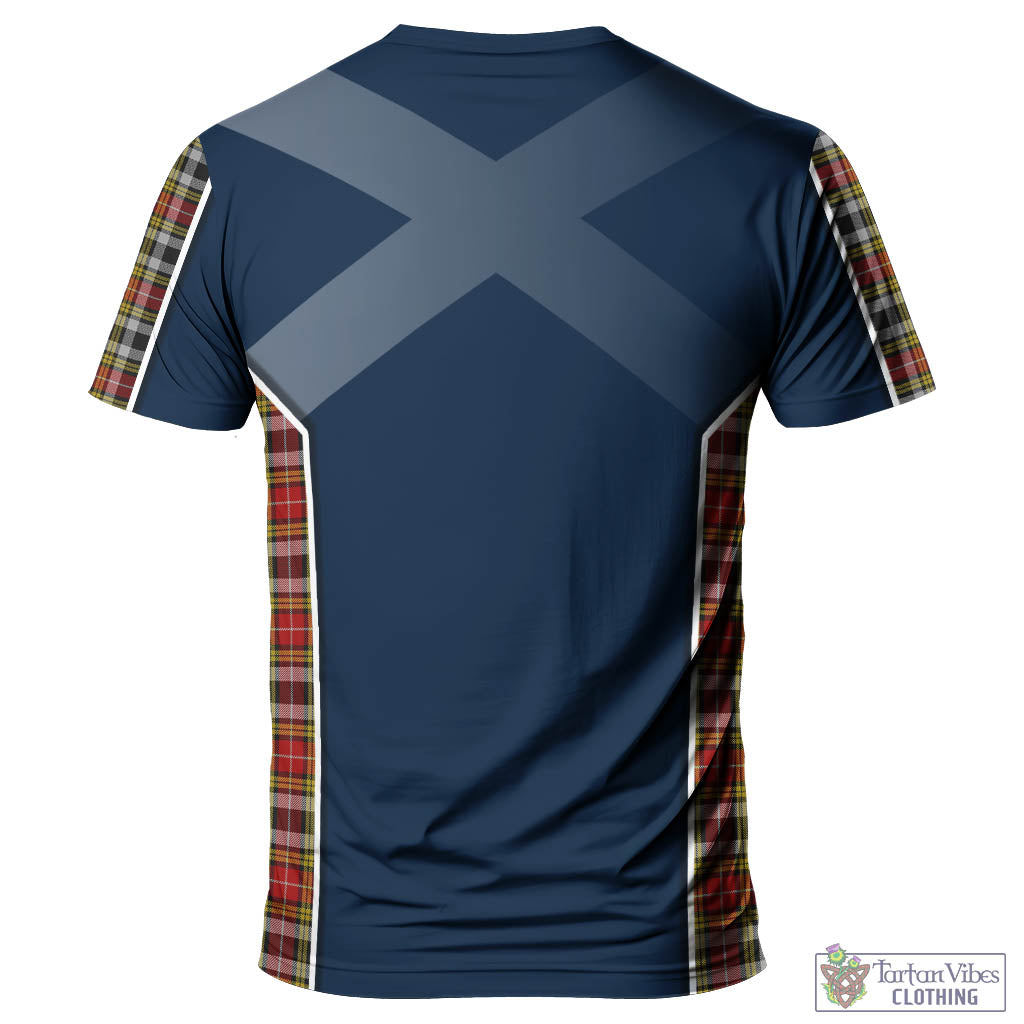 Tartan Vibes Clothing Buchanan Old Dress Tartan T-Shirt with Family Crest and Scottish Thistle Vibes Sport Style