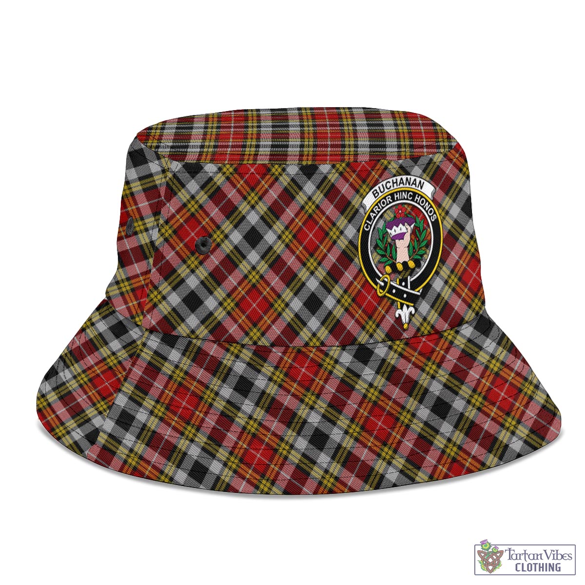 Tartan Vibes Clothing Buchanan Old Dress Tartan Bucket Hat with Family Crest