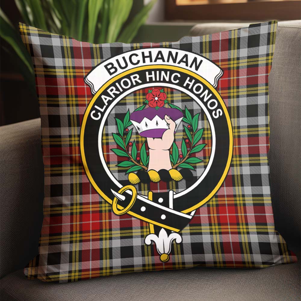 Buchanan Old Dress Tartan Pillow Cover with Family Crest - Tartanvibesclothing