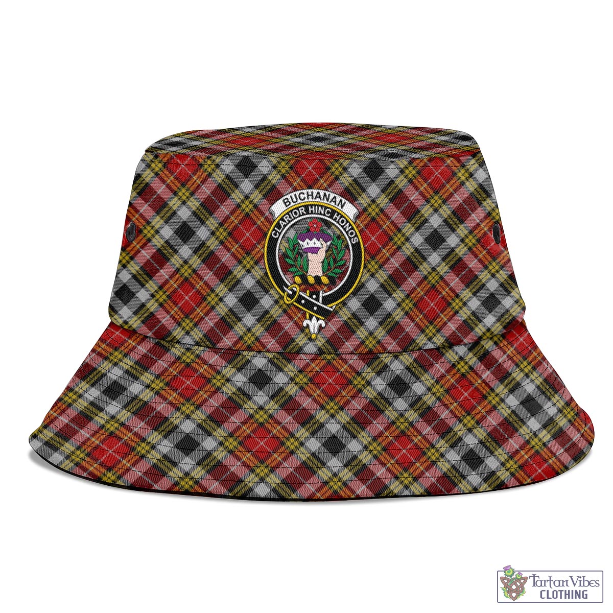 Tartan Vibes Clothing Buchanan Old Dress Tartan Bucket Hat with Family Crest