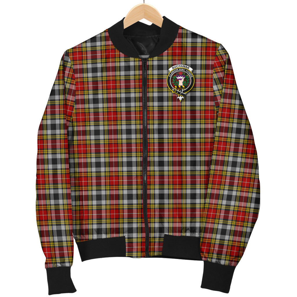 Buchanan Old Dress Tartan Bomber Jacket with Family Crest - Tartanvibesclothing