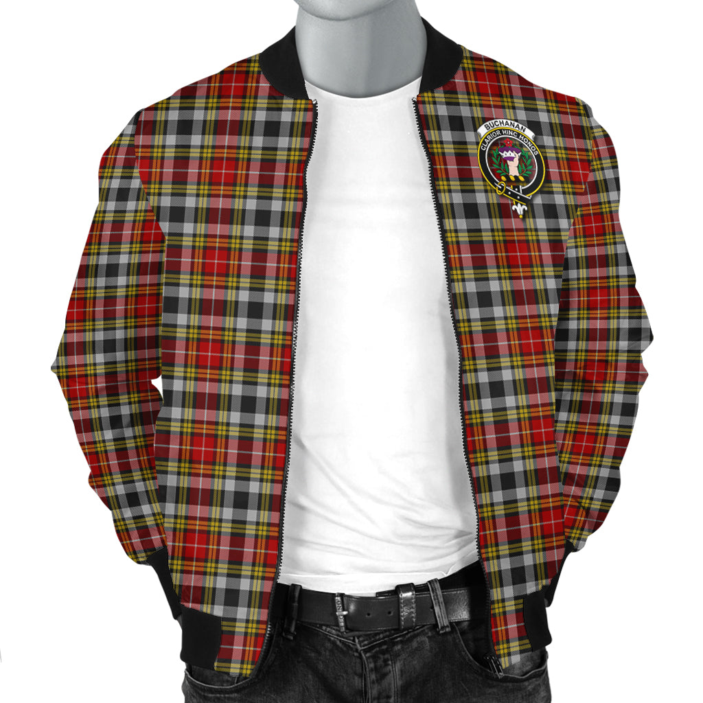 Buchanan Old Dress Tartan Bomber Jacket with Family Crest - Tartanvibesclothing