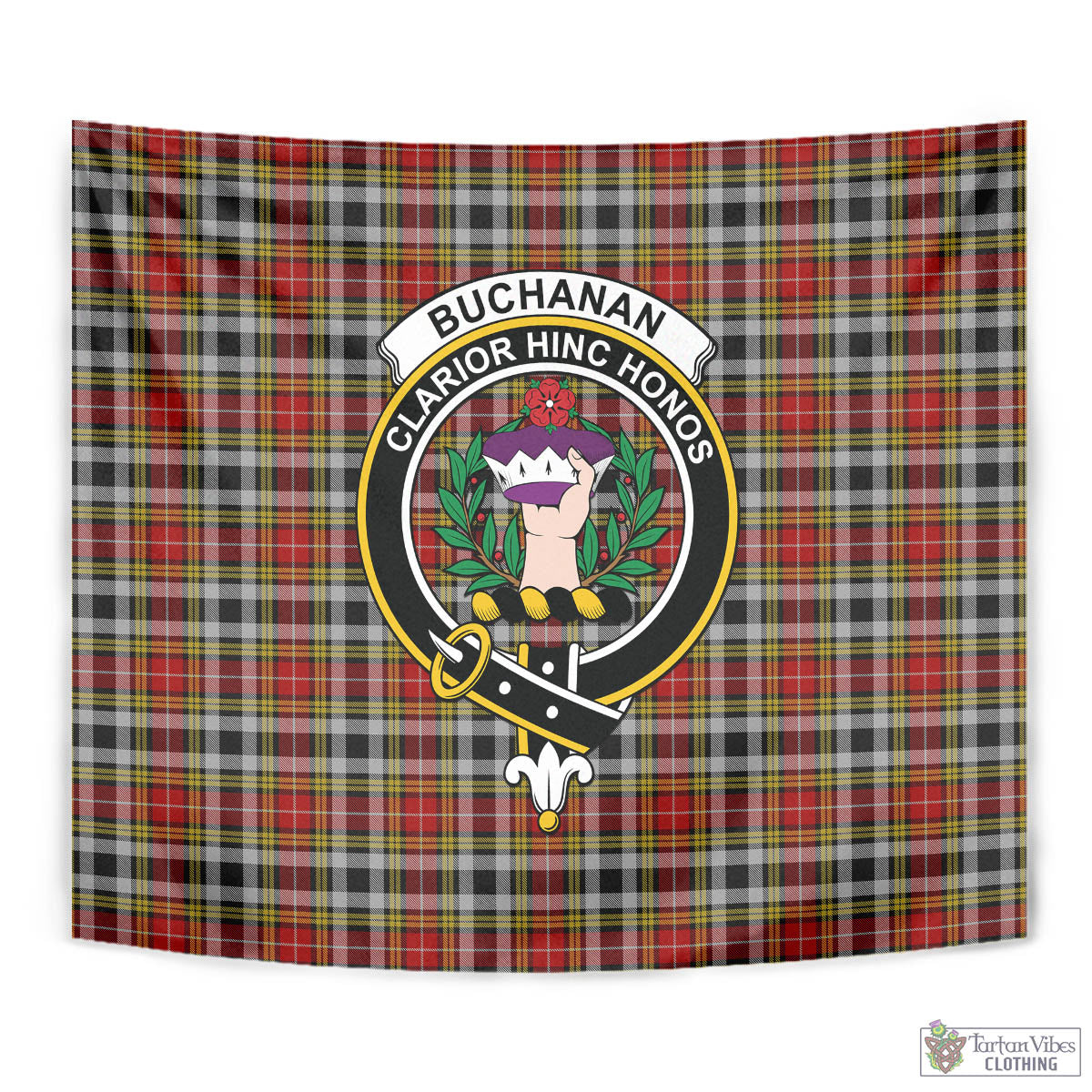 Tartan Vibes Clothing Buchanan Old Dress Tartan Tapestry Wall Hanging and Home Decor for Room with Family Crest