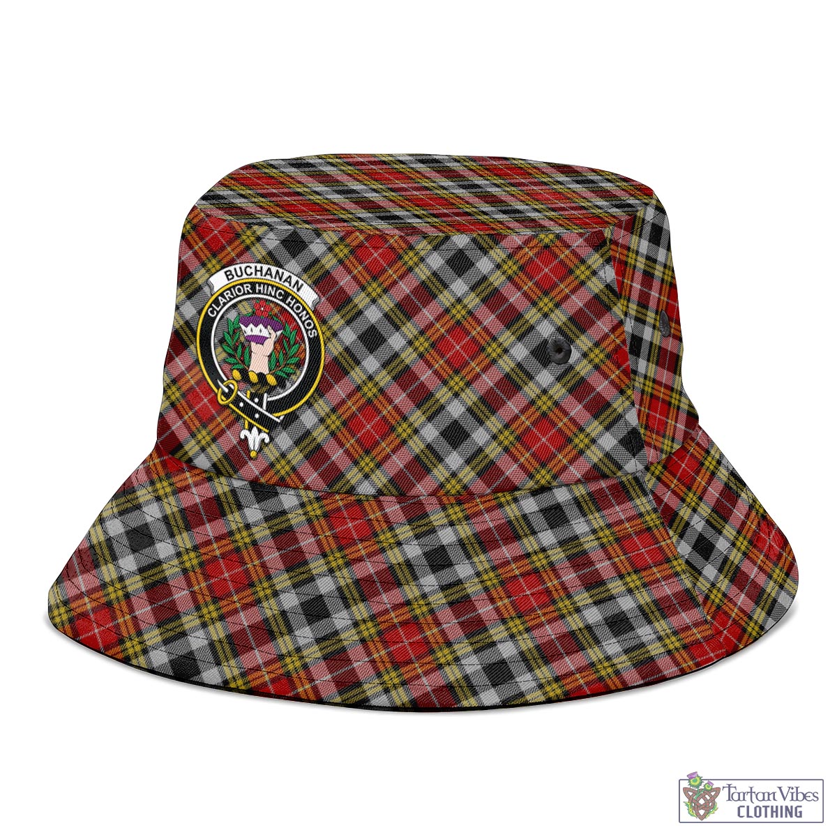 Tartan Vibes Clothing Buchanan Old Dress Tartan Bucket Hat with Family Crest