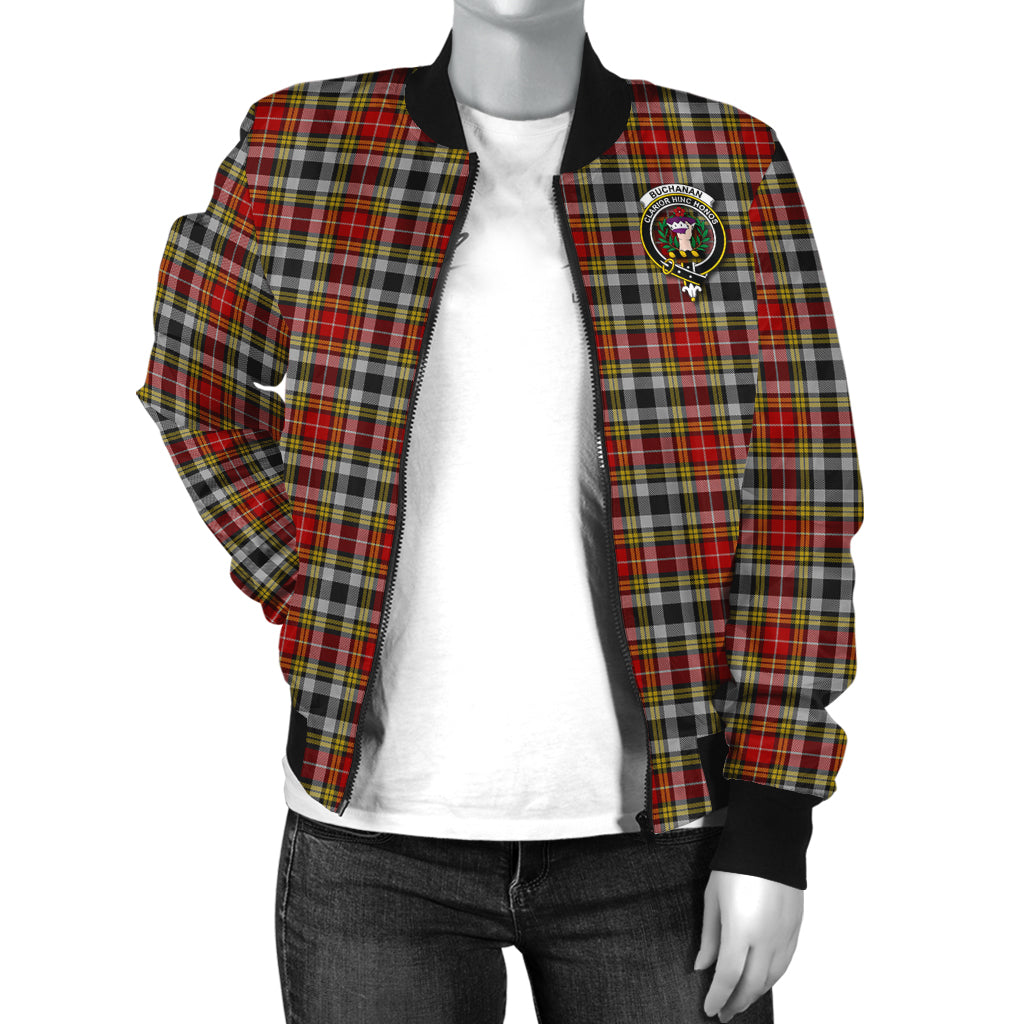 Buchanan Old Dress Tartan Bomber Jacket with Family Crest - Tartanvibesclothing