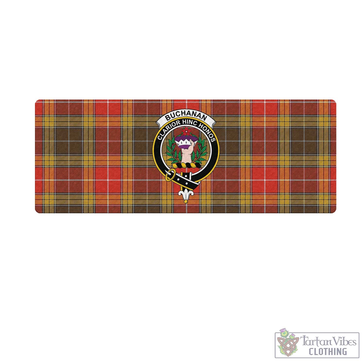 Tartan Vibes Clothing Buchanan Old Set Weathered Tartan Mouse Pad with Family Crest