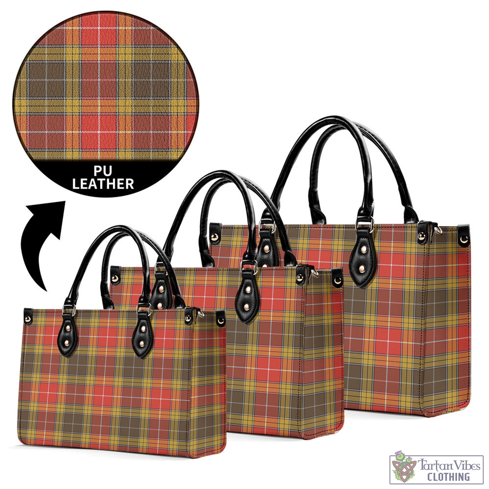 Tartan Vibes Clothing Buchanan Old Set Weathered Tartan Luxury Leather Handbags