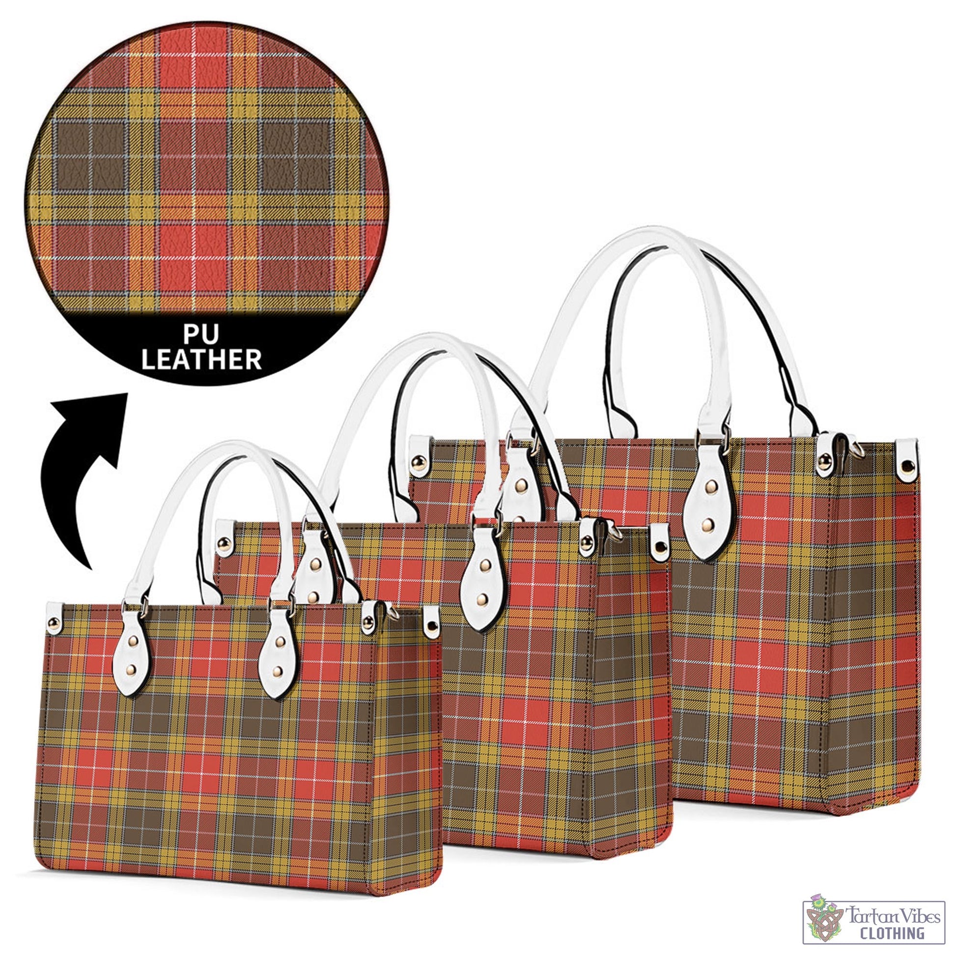 Tartan Vibes Clothing Buchanan Old Set Weathered Tartan Luxury Leather Handbags