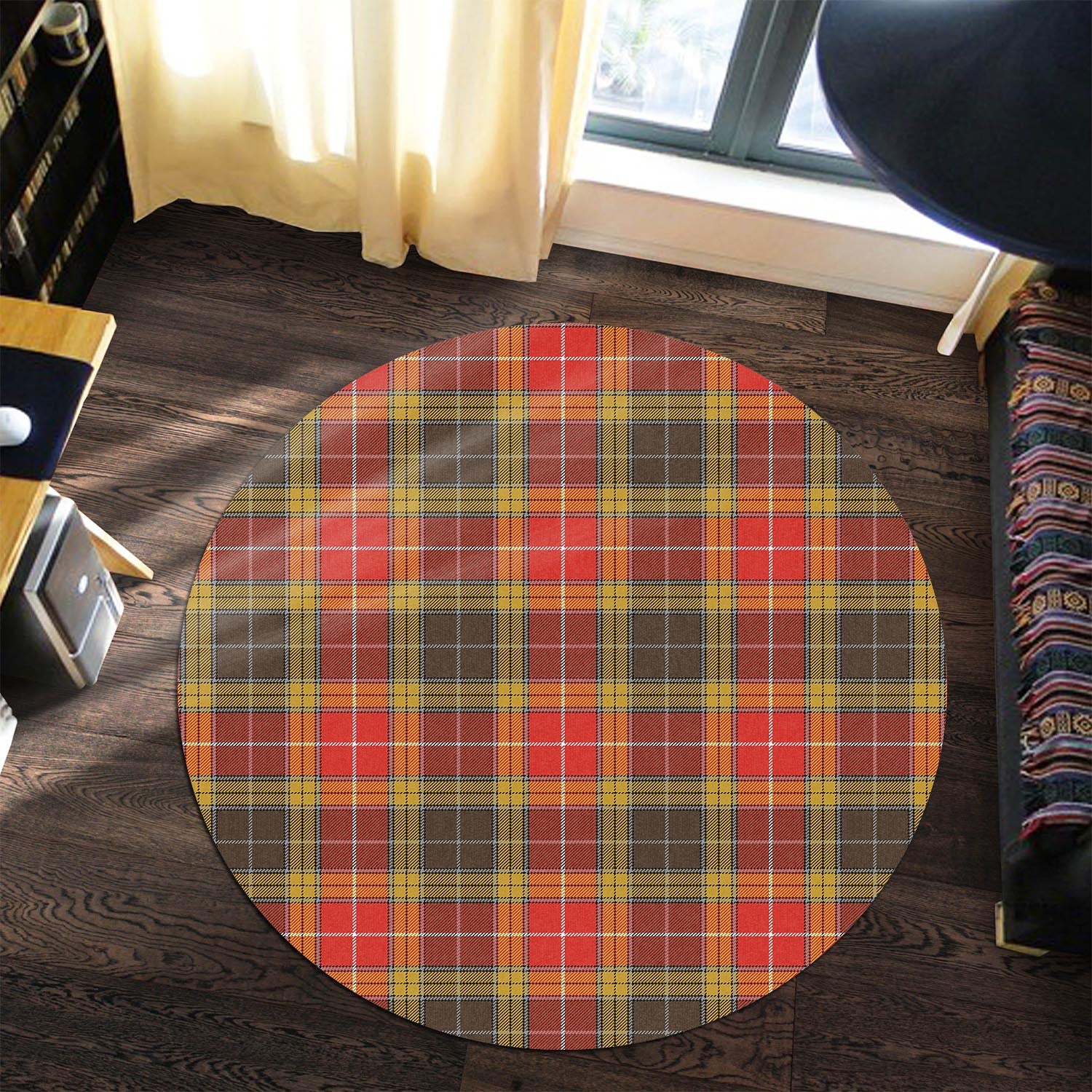 Buchanan Old Set Weathered Tartan Round Rug - Tartanvibesclothing