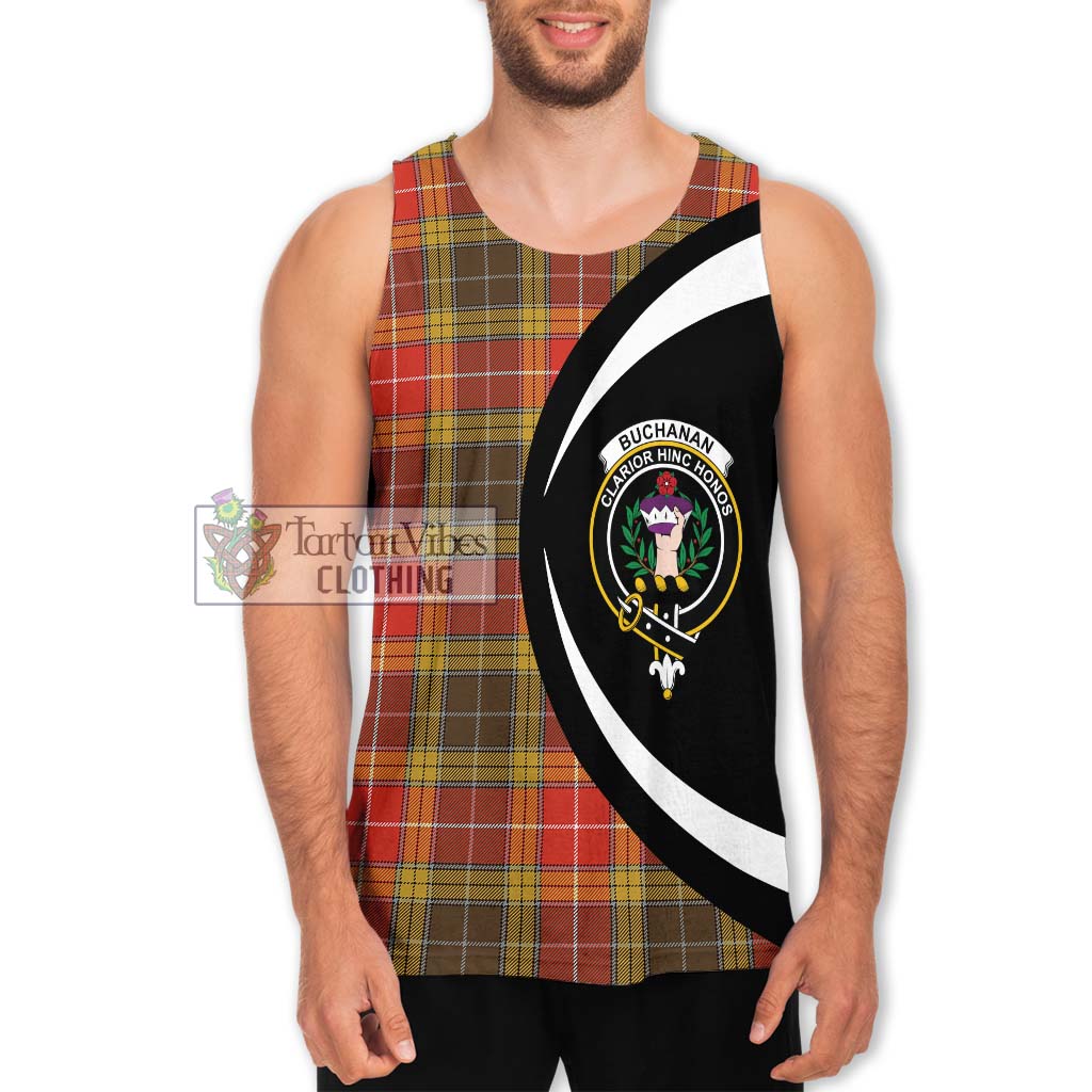 Buchanan Old Set Weathered Tartan Men's Tank Top with Family Crest Circle Style Men - Tartan Vibes Clothing