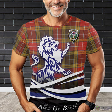 Buchanan Old Set Weathered Tartan T-Shirt with Alba Gu Brath Regal Lion Emblem