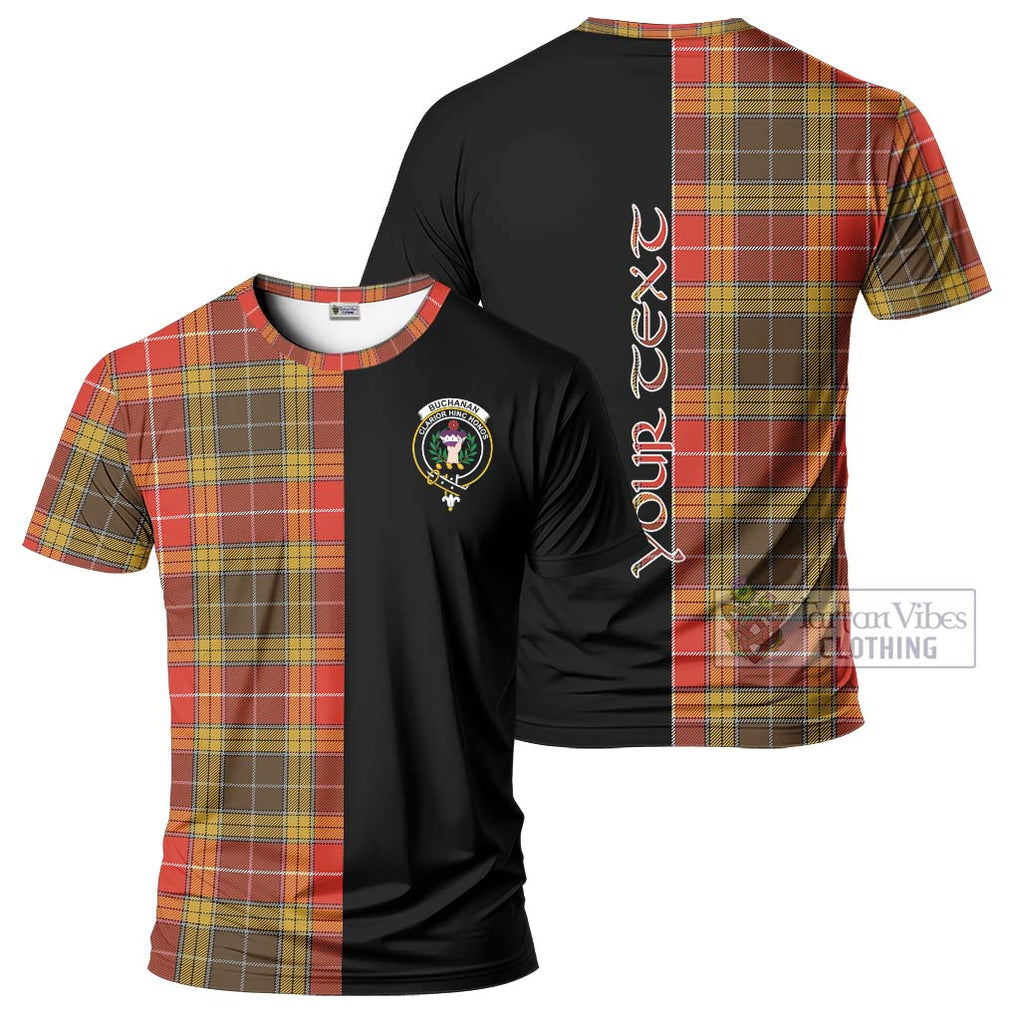 Buchanan Old Set Weathered Tartan T-Shirt with Family Crest and Half Of Me Style Kid's Shirt - Tartanvibesclothing Shop