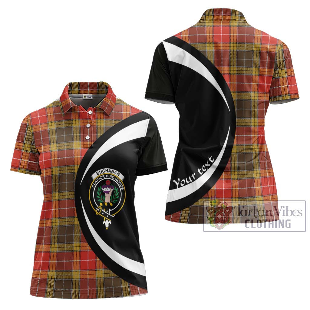 Buchanan Old Set Weathered Tartan Women's Polo Shirt with Family Crest Circle Style Women - Tartan Vibes Clothing