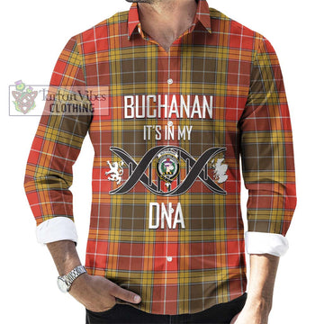 Buchanan Old Set Weathered Tartan Long Sleeve Button Shirt with Family Crest DNA In Me Style