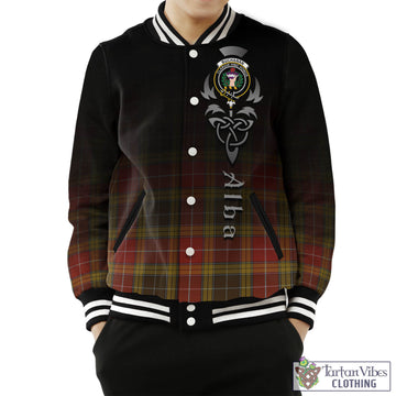 Buchanan Old Set Weathered Tartan Baseball Jacket Featuring Alba Gu Brath Family Crest Celtic Inspired