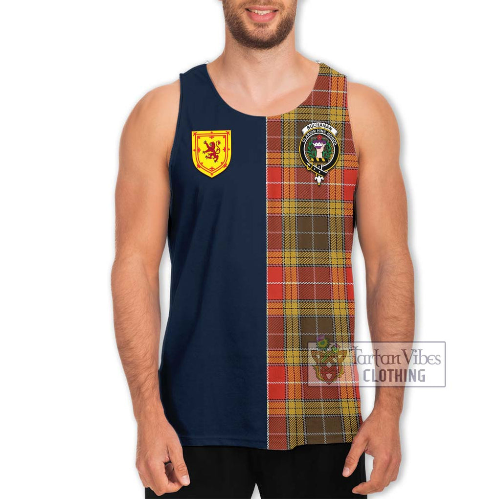 Tartan Vibes Clothing Buchanan Old Set Weathered Tartan Men's Tank Top with Scottish Lion Royal Arm Half Style