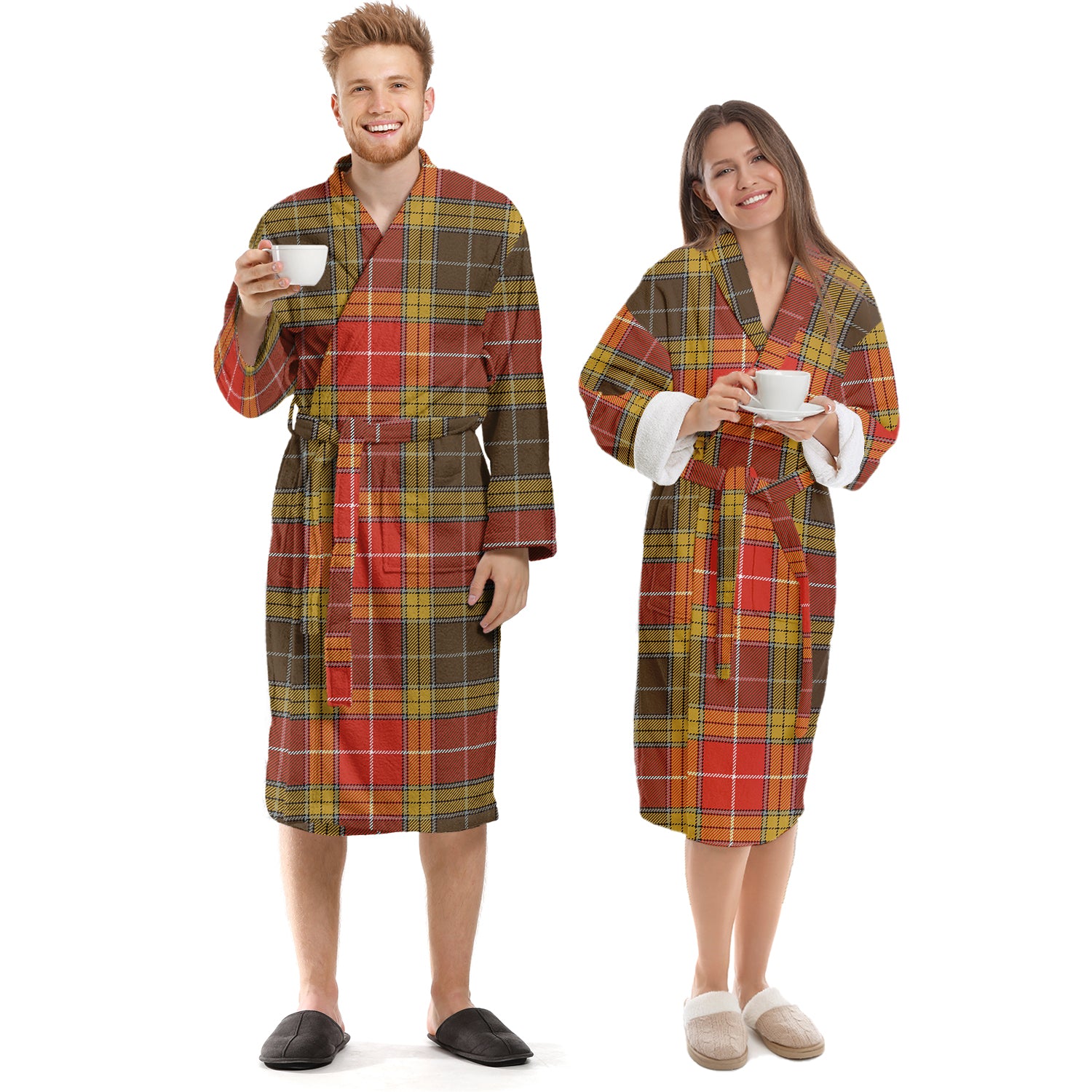 Buchanan Old Set Weathered Tartan Bathrobe Unisex S - Tartan Vibes Clothing