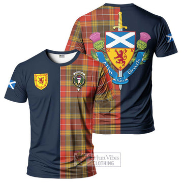 Buchanan Old Set Weathered Tartan T-Shirt Alba with Scottish Lion Royal Arm Half Style