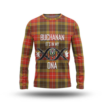 Buchanan Old Set Weathered Tartan Long Sleeve T-Shirt with Family Crest DNA In Me Style