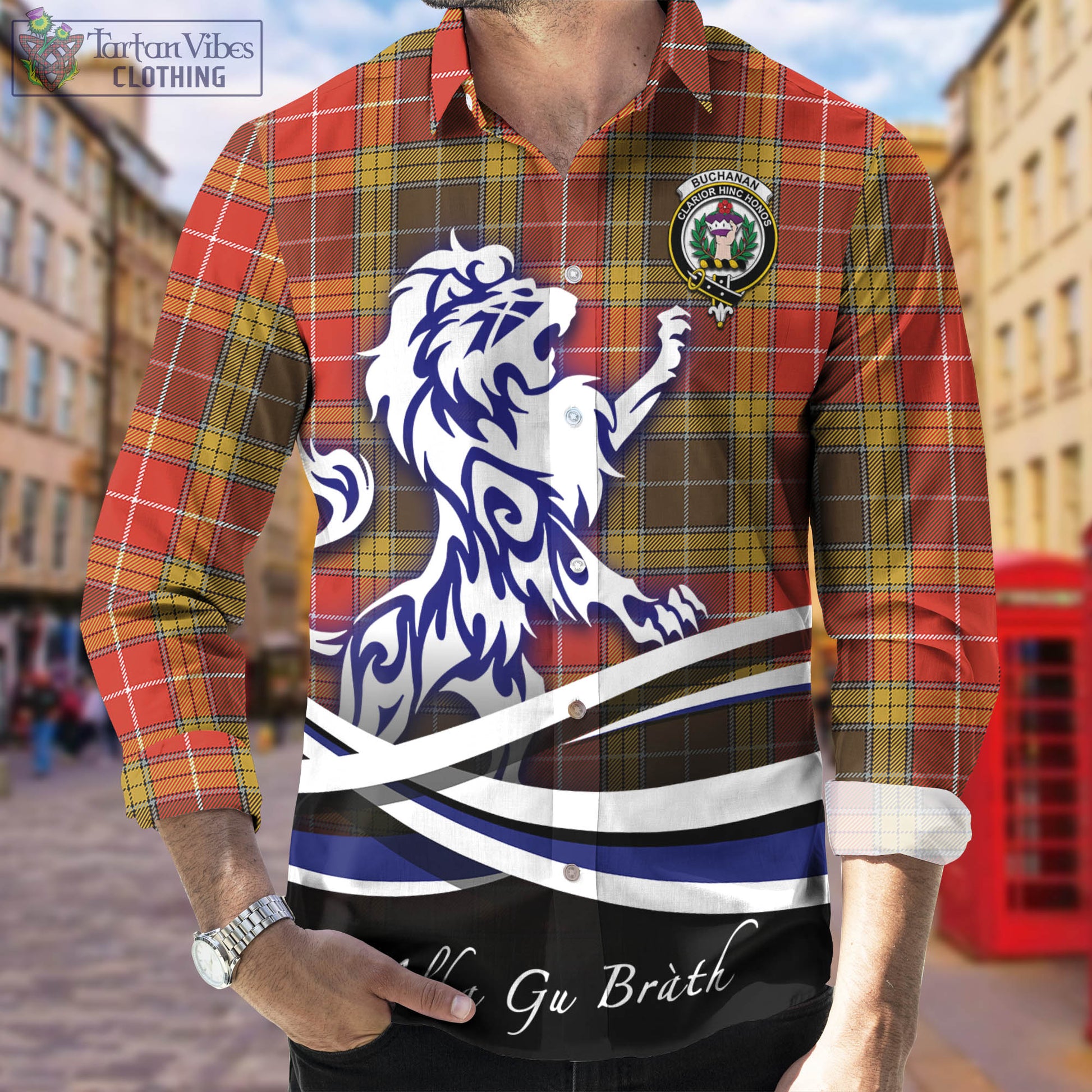 buchanan-old-set-weathered-tartan-long-sleeve-button-up-shirt-with-alba-gu-brath-regal-lion-emblem