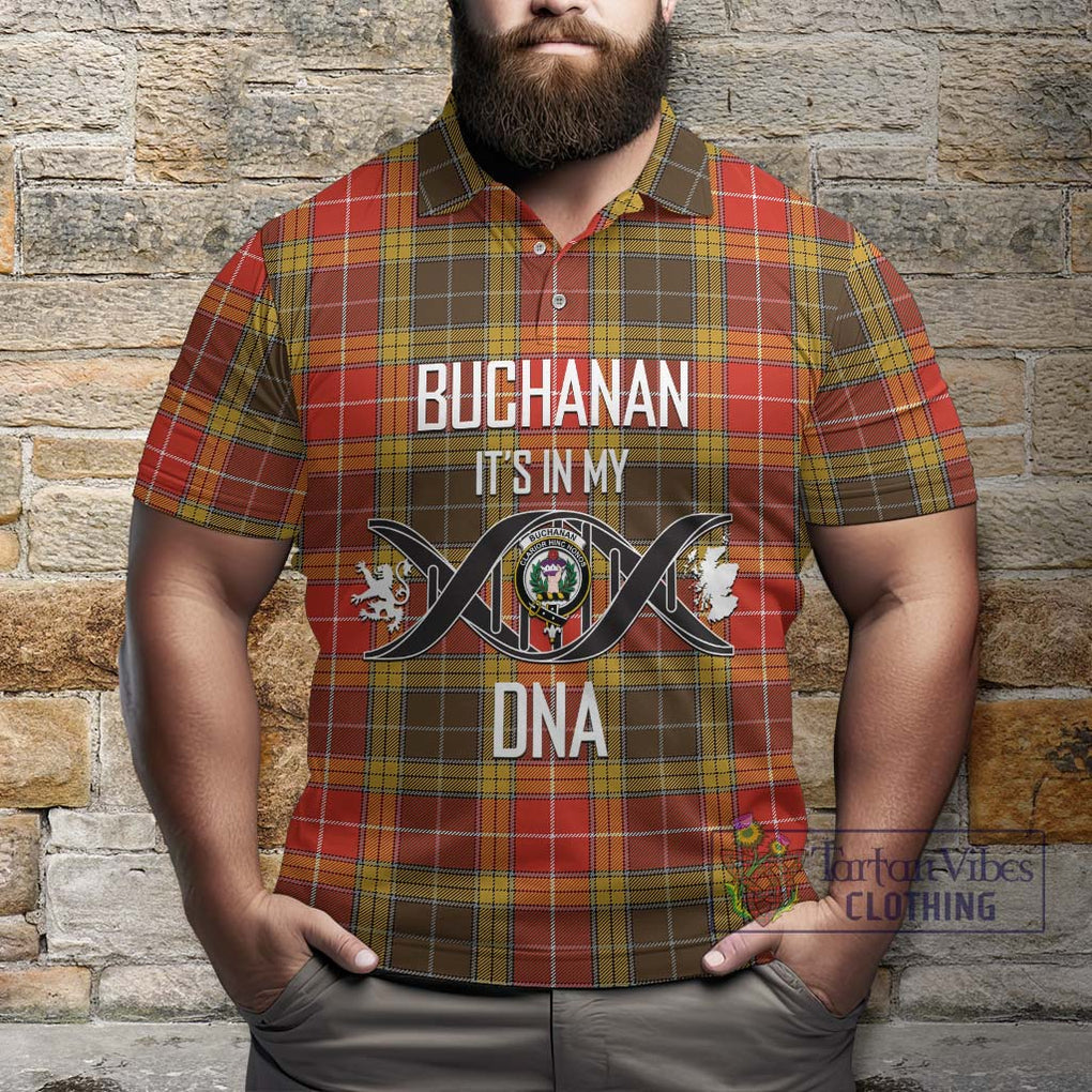 Buchanan Old Set Weathered Tartan Polo Shirt with Family Crest DNA In Me Style Kid - Tartanvibesclothing Shop