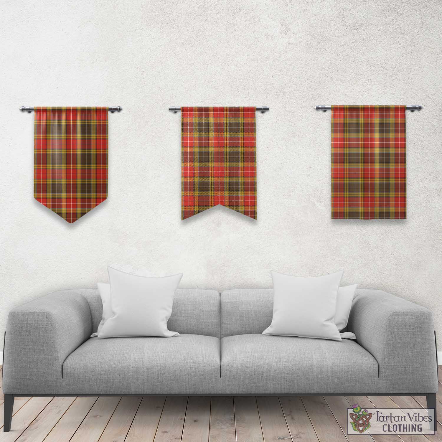 Tartan Vibes Clothing Buchanan Old Set Weathered Tartan Gonfalon, Tartan Banner