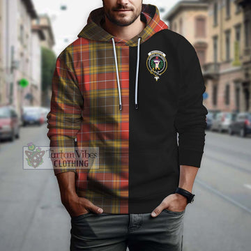 Buchanan Old Set Weathered Tartan Hoodie with Family Crest and Half Of Me Style