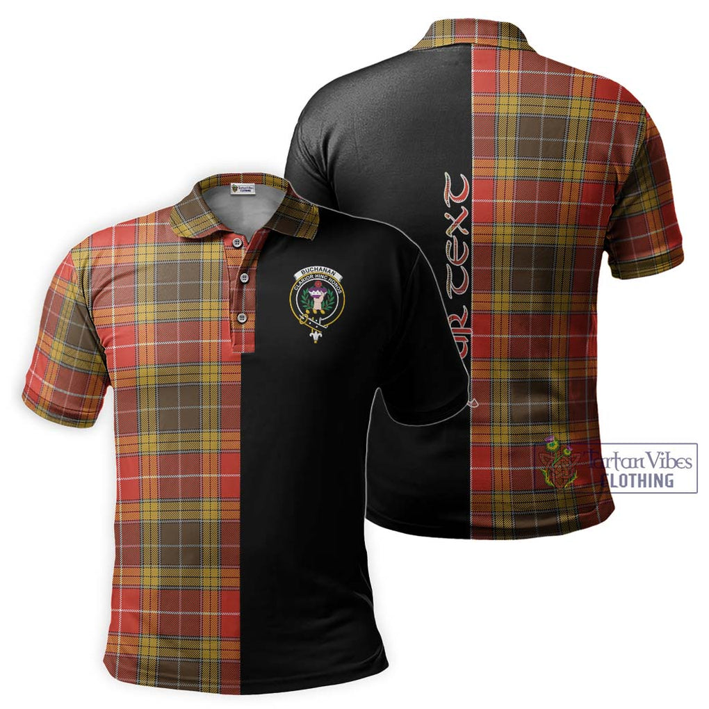 Buchanan Old Set Weathered Tartan Polo Shirt with Family Crest and Half Of Me Style Kid - Tartanvibesclothing Shop