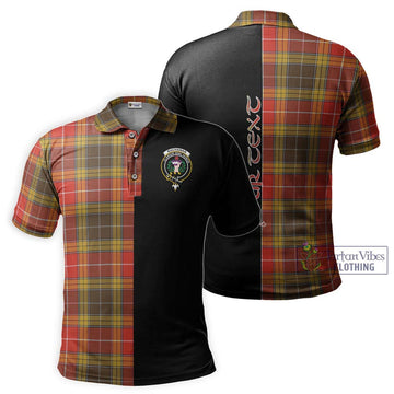 Buchanan Old Set Weathered Tartan Polo Shirt with Family Crest and Half Of Me Style