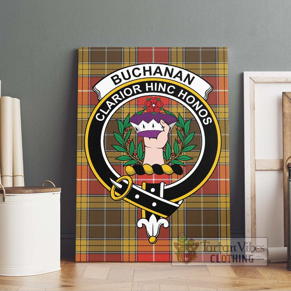 Buchanan Old Set Weathered Tartan Canvas Print Wall Art with Family Crest Without Frame - Tartan Vibes Clothing