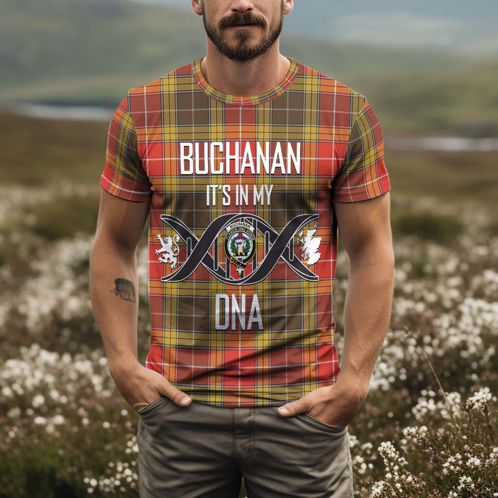 Buchanan Old Set Weathered Tartan T-Shirt with Family Crest DNA In Me Style Kid's Shirt - Tartan Vibes Clothing