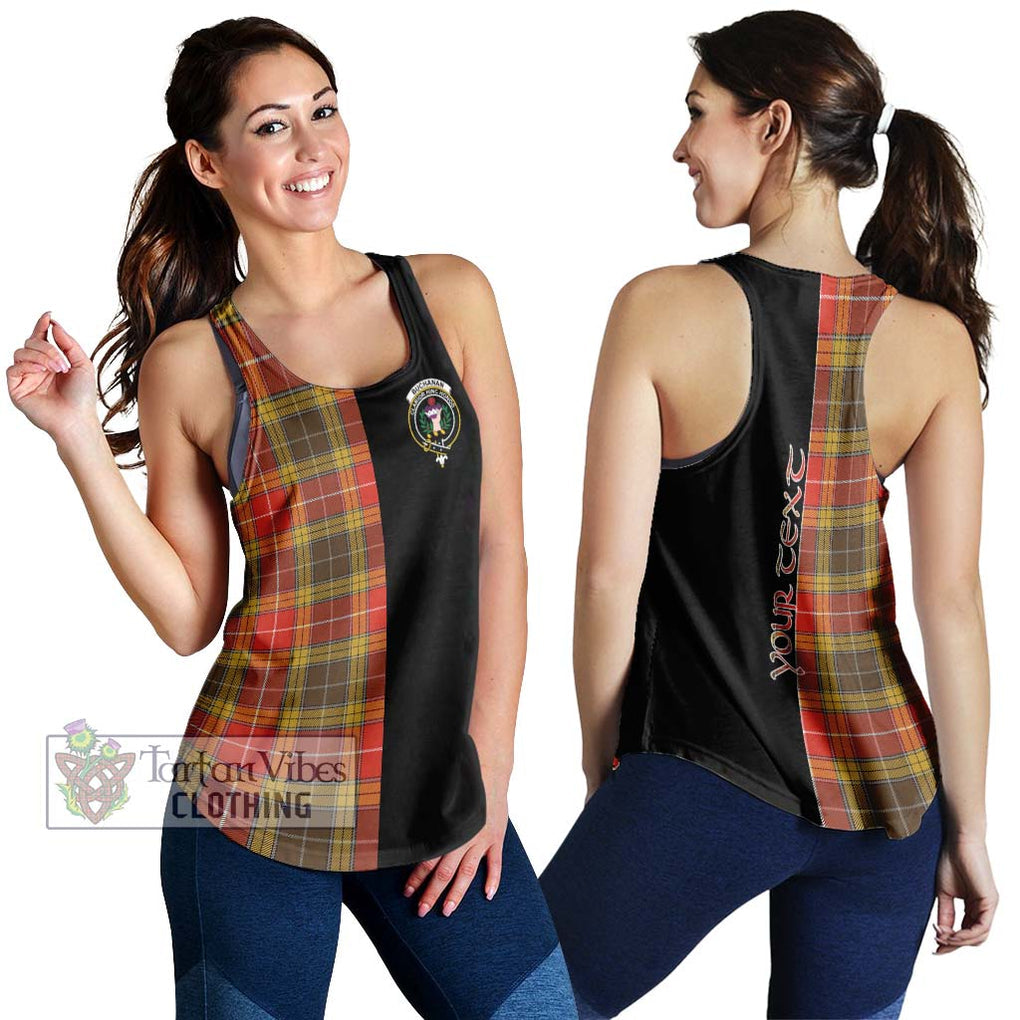 Buchanan Old Set Weathered Tartan Women's Racerback Tanks with Family Crest and Half Of Me Style 4XL - Tartanvibesclothing Shop