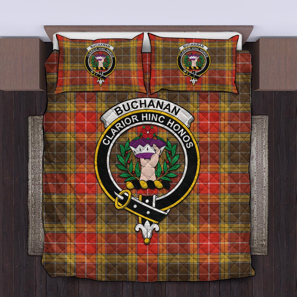 Buchanan Old Set Weathered Tartan Quilt Bed Set with Family Crest Twin - Tartan Vibes Clothing