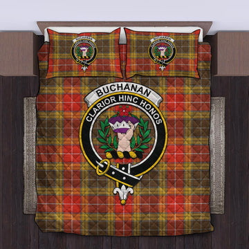 Buchanan Old Set Weathered Tartan Quilt Bed Set with Family Crest