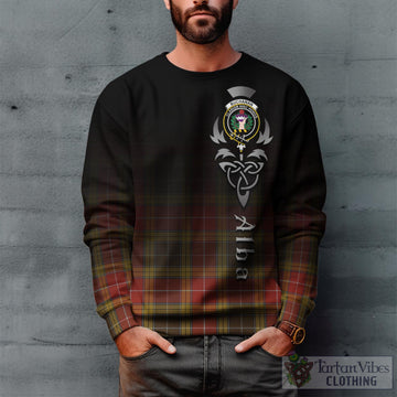 Buchanan Old Set Weathered Tartan Sweatshirt Featuring Alba Gu Brath Family Crest Celtic Inspired