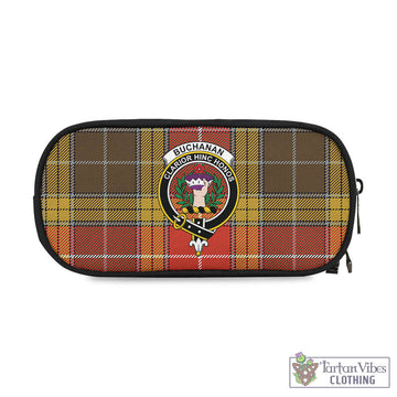 Buchanan Old Set Weathered Tartan Pen and Pencil Case with Family Crest