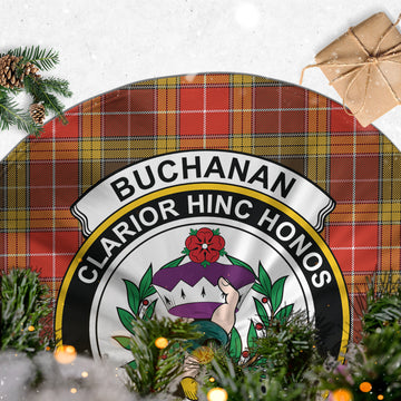 Buchanan Old Set Weathered Tartan Christmas Tree Skirt with Family Crest